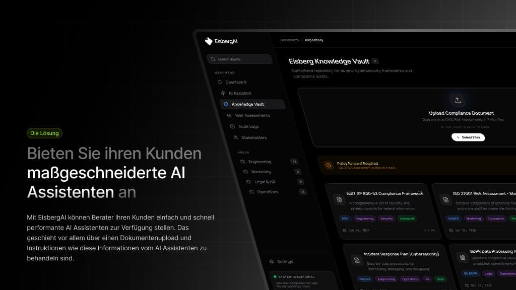 Eisberg AI Knowledge Vault product presentation slide